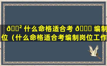 🌲 什么命格适合考 🐟 编制岗位（什么命格适合考编制岗位工作）